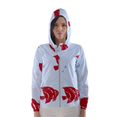 Fish Red Sea Water Swimming Women s Hooded Windbreaker