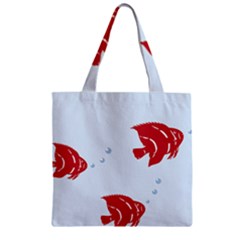 Fish Red Sea Water Swimming Zipper Grocery Tote Bag by HermanTelo