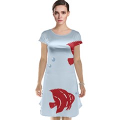 Fish Red Sea Water Swimming Cap Sleeve Nightdress by HermanTelo