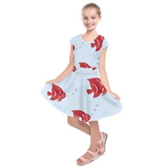 Fish Red Sea Water Swimming Kids  Short Sleeve Dress by HermanTelo