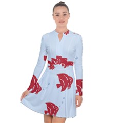 Fish Red Sea Water Swimming Long Sleeve Panel Dress by HermanTelo