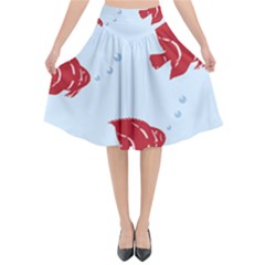 Fish Red Sea Water Swimming Flared Midi Skirt by HermanTelo