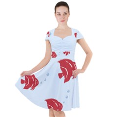 Fish Red Sea Water Swimming Cap Sleeve Midi Dress