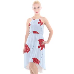 Fish Red Sea Water Swimming High-low Halter Chiffon Dress  by HermanTelo