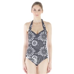 Floral Pattern Halter Swimsuit