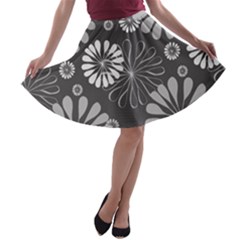 Floral Pattern A-line Skater Skirt