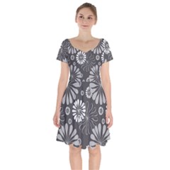 Floral Pattern Short Sleeve Bardot Dress by HermanTelo