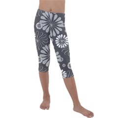 Floral Pattern Kids  Lightweight Velour Capri Leggings  by HermanTelo