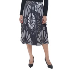 Floral Pattern Classic Velour Midi Skirt 