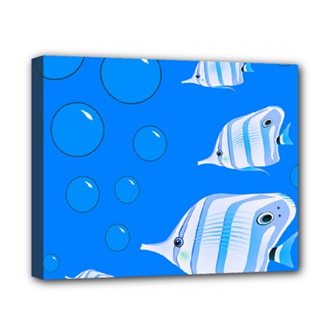 Fish School Bubbles Underwater Sea Canvas 10  X 8  (stretched)