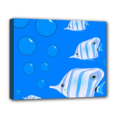 Fish School Bubbles Underwater Sea Deluxe Canvas 20  X 16  (stretched)