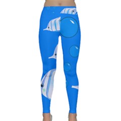 Fish School Bubbles Underwater Sea Classic Yoga Leggings by HermanTelo