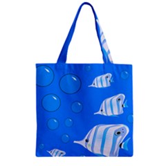 Fish School Bubbles Underwater Sea Zipper Grocery Tote Bag