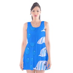 Fish School Bubbles Underwater Sea Scoop Neck Skater Dress