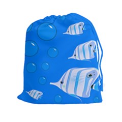 Fish School Bubbles Underwater Sea Drawstring Pouch (xxl) by HermanTelo