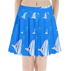 Fish School Bubbles Underwater Sea Pleated Mini Skirt