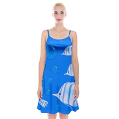 Fish School Bubbles Underwater Sea Spaghetti Strap Velvet Dress