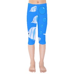 Fish School Bubbles Underwater Sea Kids  Capri Leggings 