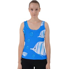 Fish School Bubbles Underwater Sea Velvet Tank Top