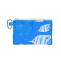 Fish School Bubbles Underwater Sea Canvas Cosmetic Bag (Small) View1