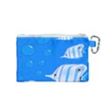 Fish School Bubbles Underwater Sea Canvas Cosmetic Bag (Small) View2