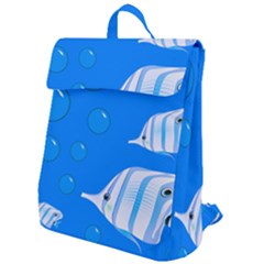 Fish School Bubbles Underwater Sea Flap Top Backpack