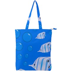 Fish School Bubbles Underwater Sea Double Zip Up Tote Bag by HermanTelo