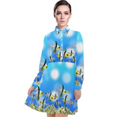 Fish Underwater Sea World Long Sleeve Chiffon Shirt Dress by HermanTelo