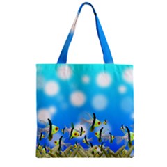 Fish Underwater Sea World Zipper Grocery Tote Bag