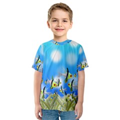 Fish Underwater Sea World Kids  Sport Mesh Tee