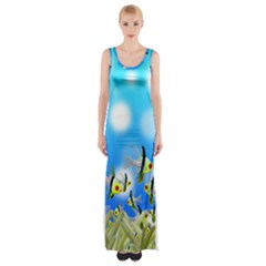 Fish Underwater Sea World Maxi Thigh Split Dress