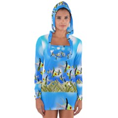 Fish Underwater Sea World Long Sleeve Hooded T-shirt