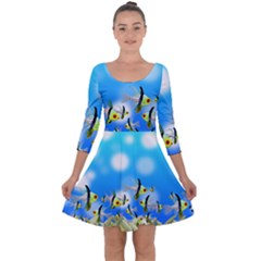 Fish Underwater Sea World Quarter Sleeve Skater Dress