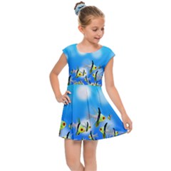 Fish Underwater Sea World Kids  Cap Sleeve Dress