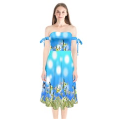 Fish Underwater Sea World Shoulder Tie Bardot Midi Dress