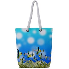 Fish Underwater Sea World Full Print Rope Handle Tote (small) by HermanTelo