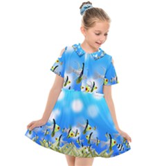 Fish Underwater Sea World Kids  Short Sleeve Shirt Dress