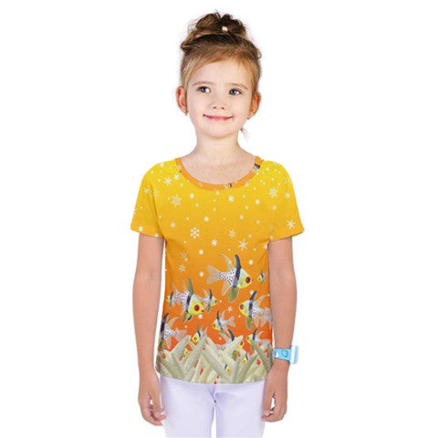 Fish Snow Coral Fairy Tale Kids  One Piece Tee by HermanTelo