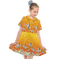 Fish Snow Coral Fairy Tale Kids  Short Sleeve Shirt Dress by HermanTelo