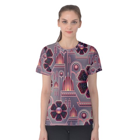 Floral Flower Stylised Women s Cotton Tee by HermanTelo