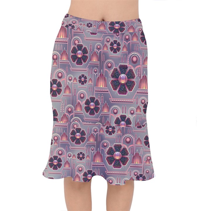 Floral Flower Stylised Mermaid Skirt