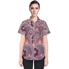 Floral Flower Stylised Women s Short Sleeve Shirt