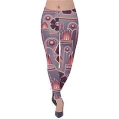 Floral Flower Stylised Velvet Leggings