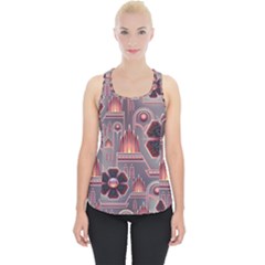 Floral Flower Stylised Piece Up Tank Top