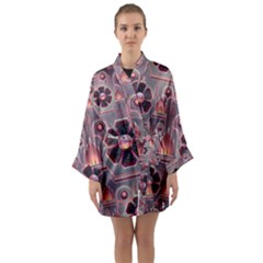 Floral Flower Stylised Long Sleeve Kimono Robe