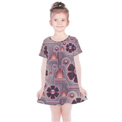 Floral Flower Stylised Kids  Simple Cotton Dress