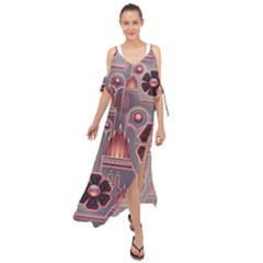 Floral Flower Stylised Maxi Chiffon Cover Up Dress