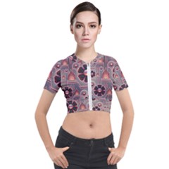 Floral Flower Stylised Short Sleeve Cropped Jacket