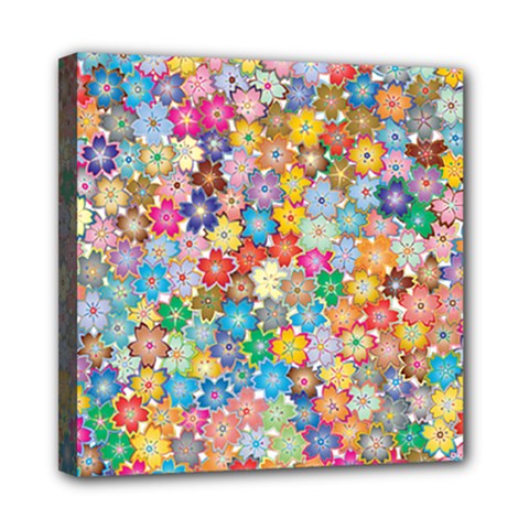 Floral Flowers Abstract Art Mini Canvas 8  X 8  (stretched)