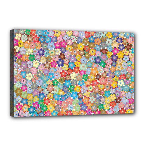 Floral Flowers Abstract Art Canvas 18  X 12  (stretched)